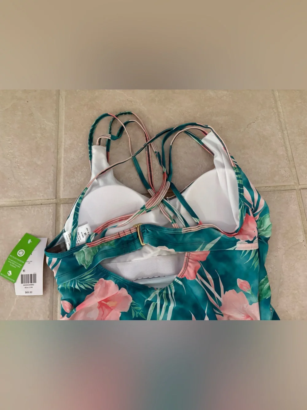 NWT Belk Women’s Floral Ruched Tankini Swim Top - Size 1X